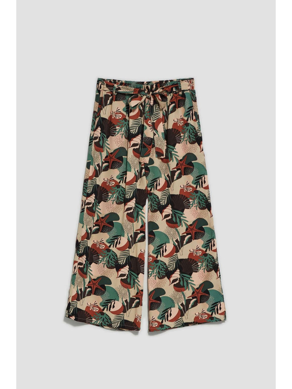 Moodo Vzorčaste hlačke kullotes temno bež Moodo