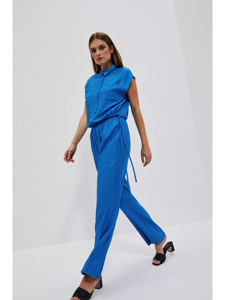 Moodo Azurne hlače z širokim hlačnicami Moodo