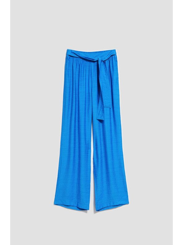 Moodo Azurne hlače z širokim hlačnicami Moodo
