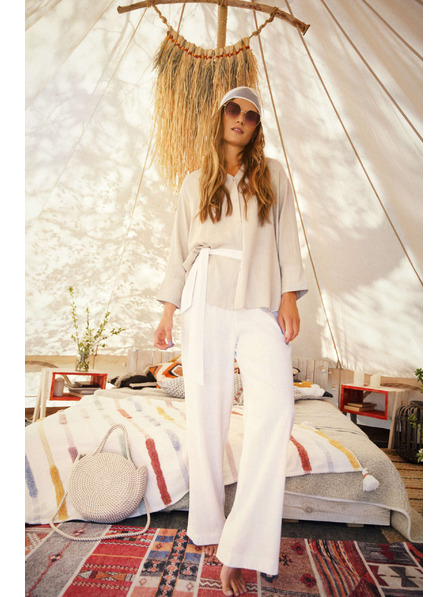 Moodo Lanene hlače s širokim krojem Moodo