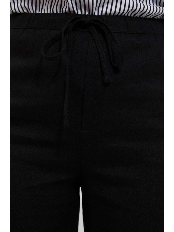 Moodo Lanene hlače z ravnimi hlačnicami črne Moodo