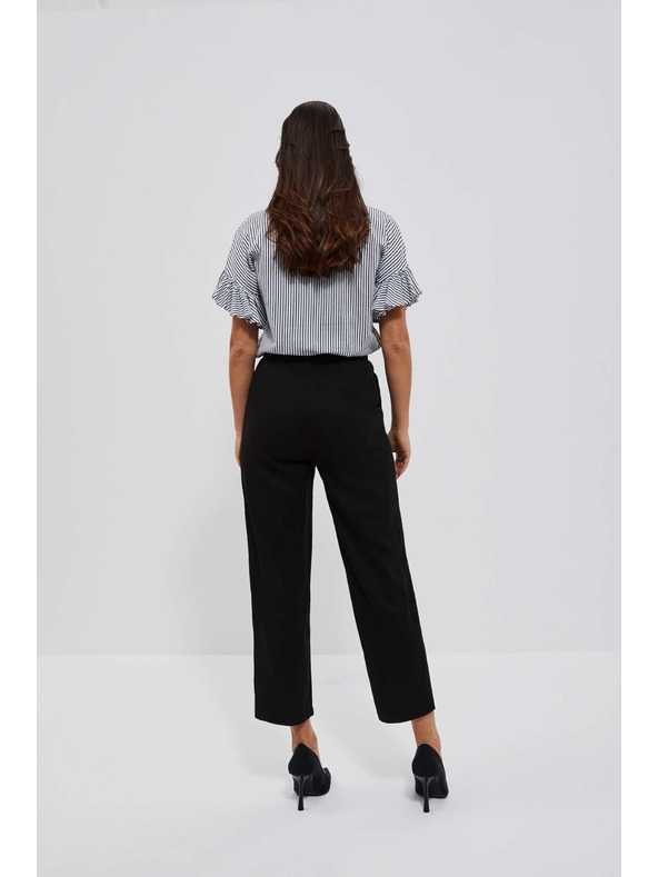 Moodo Lanene hlače z ravnimi hlačnicami črne Moodo