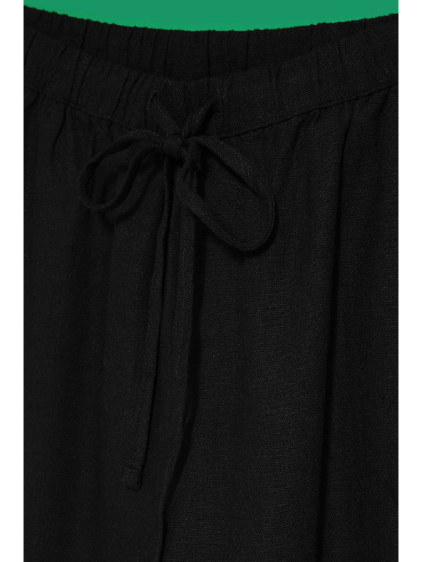 Moodo Lanene hlače z ravnimi hlačnicami črne Moodo