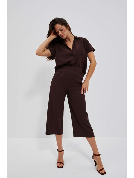 Moodo Temno rjavi hlačni krilo z gumo v pasu Moodo