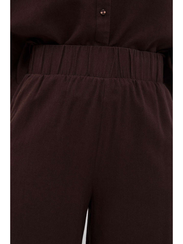 Moodo Temno rjavi hlačni krilo z gumo v pasu Moodo