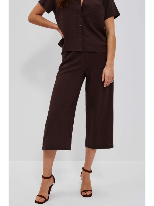 Moodo Temno rjavi hlačni krilo z gumo v pasu Moodo