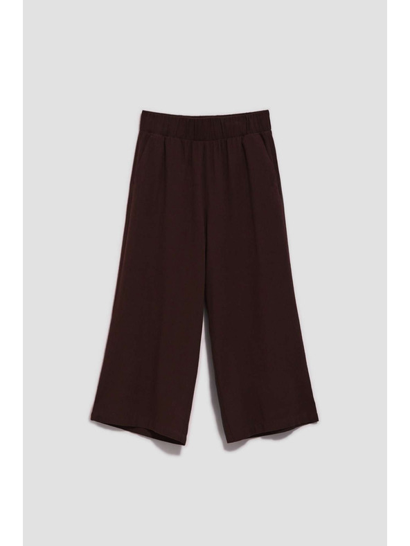 Moodo Temno rjavi hlačni krilo z gumo v pasu Moodo