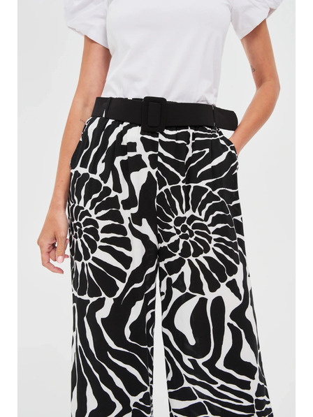 Moodo Viskozne hlače z pasom črne Moodo