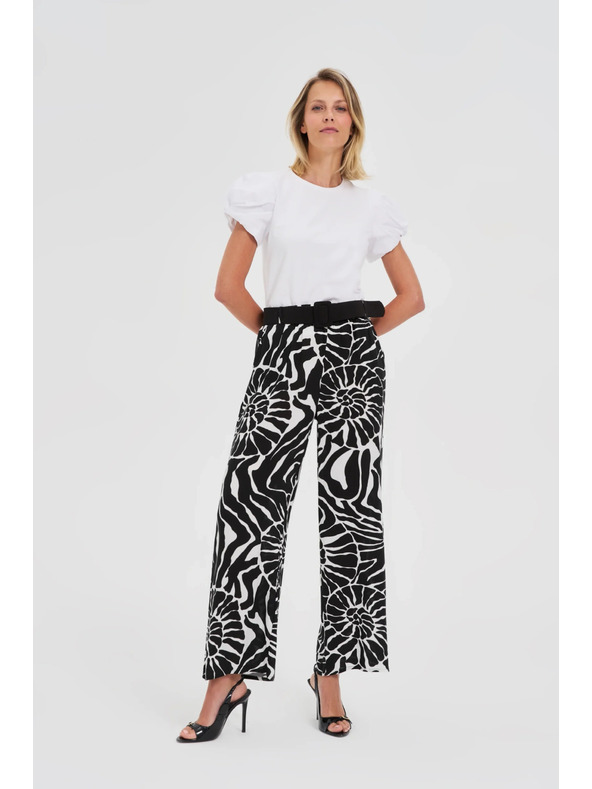 Moodo Viskozne hlače z pasom črne Moodo