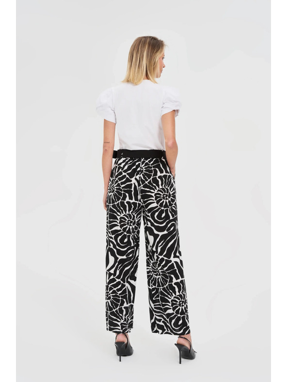 Moodo Viskozne hlače z pasom črne Moodo