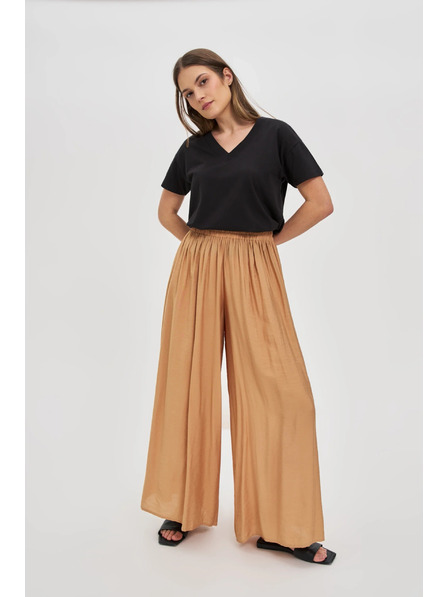 Moodo Viskozne hlače z širokim hlačnicami bež Moodo