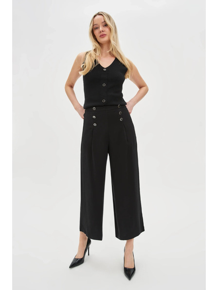 Moodo Črni hlačni krilo z gumbi Moodo