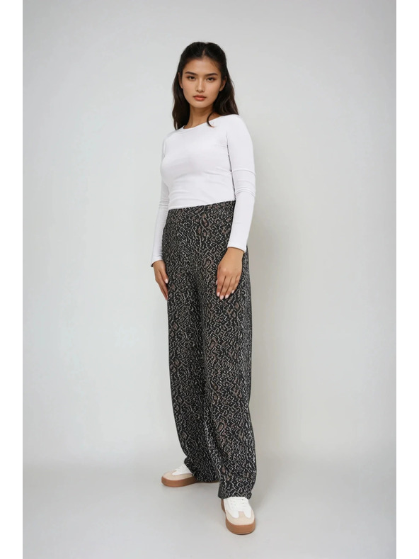 Moodo Črne hlače z leopardjim vzorcem Moodo