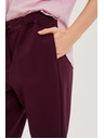 Moodo Vinsko rdeče hlače s strukturo in ravnimi hlačnicami Moodo