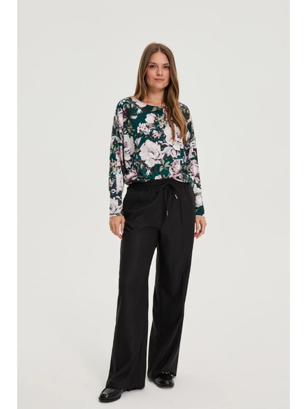 Moodo Črne hlače z širokimi hlačnicami Moodo