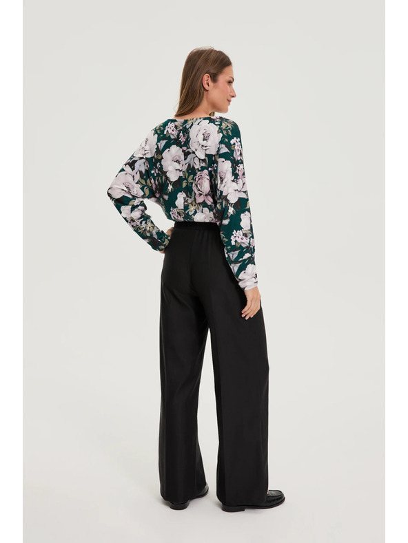 Moodo Črne hlače z širokimi hlačnicami Moodo