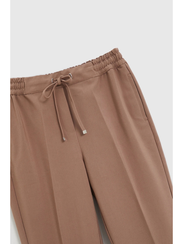 Moodo Temno bež hlače s strukturo in ravnimi hlačnicami Moodo