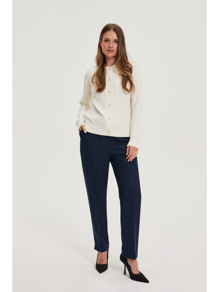 Moodo Temno modre hlače z ravnimi hlačnicami v klasičnem stilu Moodo