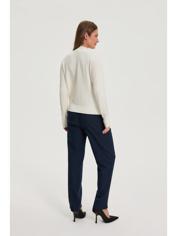 Moodo Temno modre hlače z ravnimi hlačnicami v klasičnem stilu Moodo