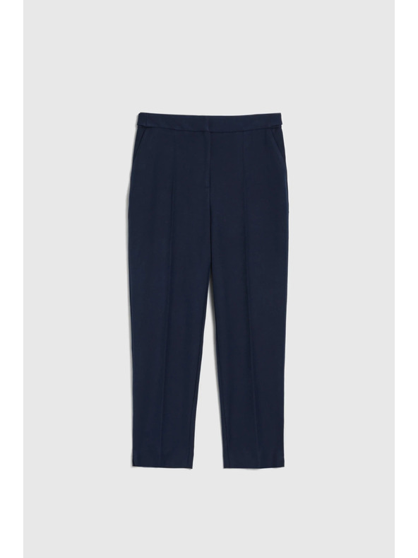 Moodo Temno modre hlače z ravnimi hlačnicami v klasičnem stilu Moodo