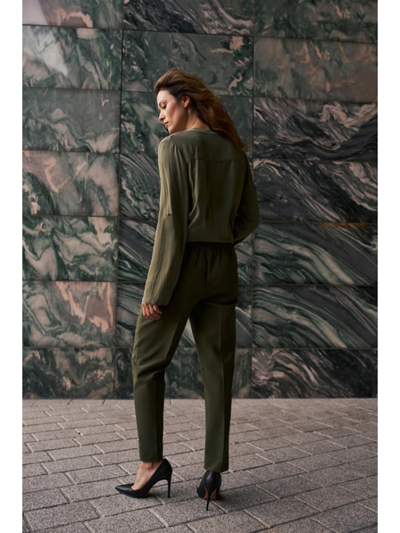 Moodo Temno olivne cigaretne hlače Moodo