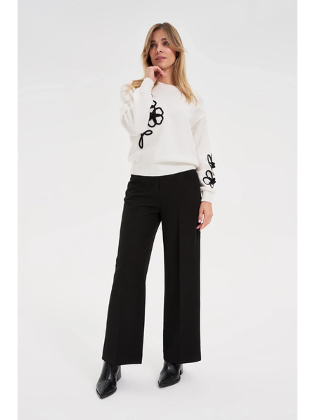 Moodo Črne hlače z širokimi hlačnicami Moodo