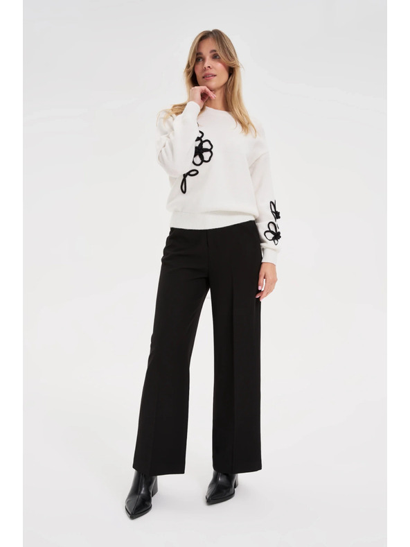 Moodo Črne hlače z širokimi hlačnicami Moodo