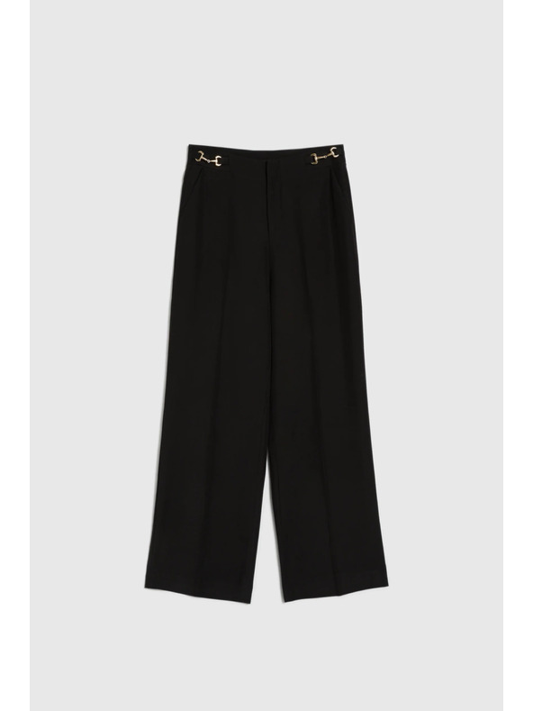 Moodo Črne hlače z širokimi hlačnicami Moodo