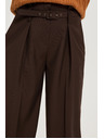 Moodo Rjave hlače s strukturo in pasom Moodo