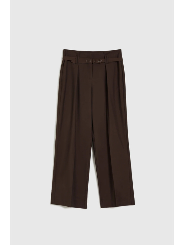 Moodo Rjave hlače s strukturo in pasom Moodo