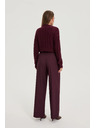 Moodo Vinsko rdeče hlače s strukturo in pasom Moodo