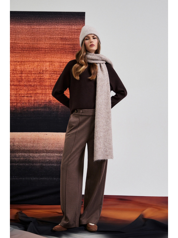 Moodo Rjave hlače z širokim hlačnicami Moodo