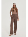 Moodo Rjave hlače z širokim hlačnicami Moodo