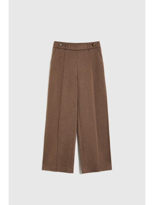 Moodo Rjave hlače z širokim hlačnicami Moodo