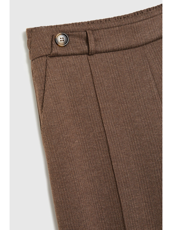 Moodo Rjave hlače z širokim hlačnicami Moodo