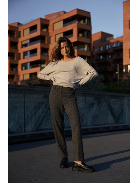 Moodo Grafitne hlače z vzorcem ribje kosti Moodo