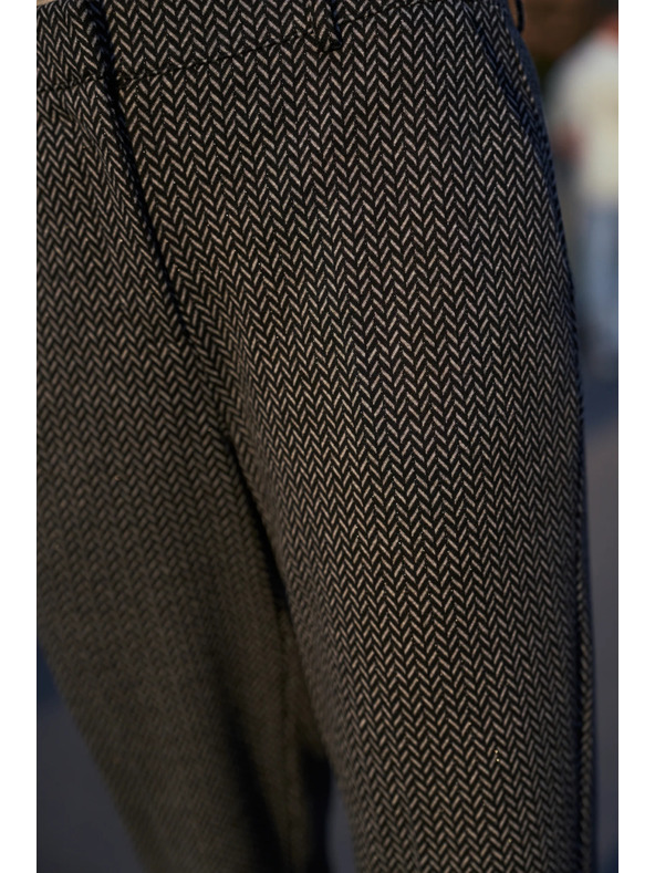 Moodo Grafitne hlače z vzorcem ribje kosti Moodo