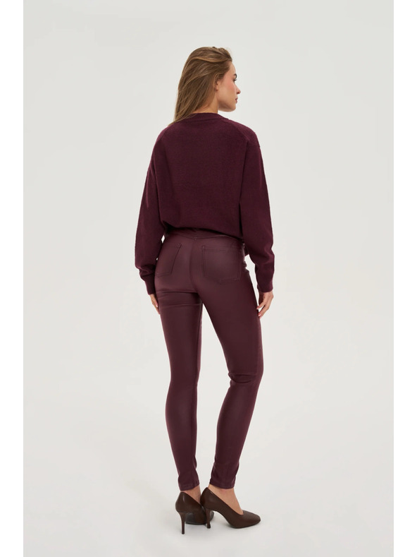 Moodo Voskane hlače vinsko rdeče Moodo