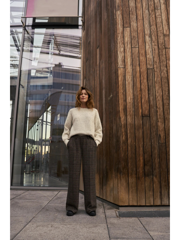 Moodo Rjave karirane hlače Moodo