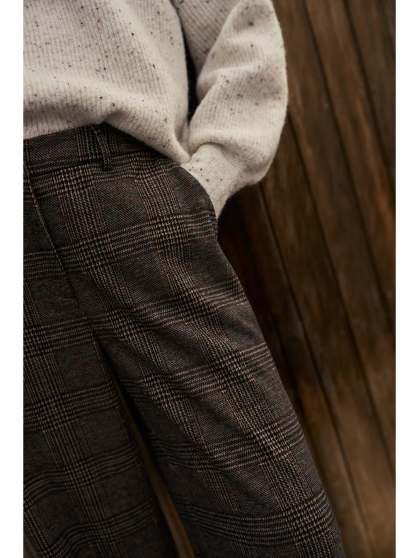 Moodo Rjave karirane hlače Moodo