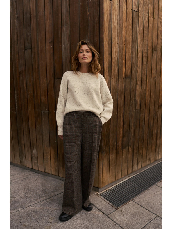 Moodo Rjave karirane hlače Moodo