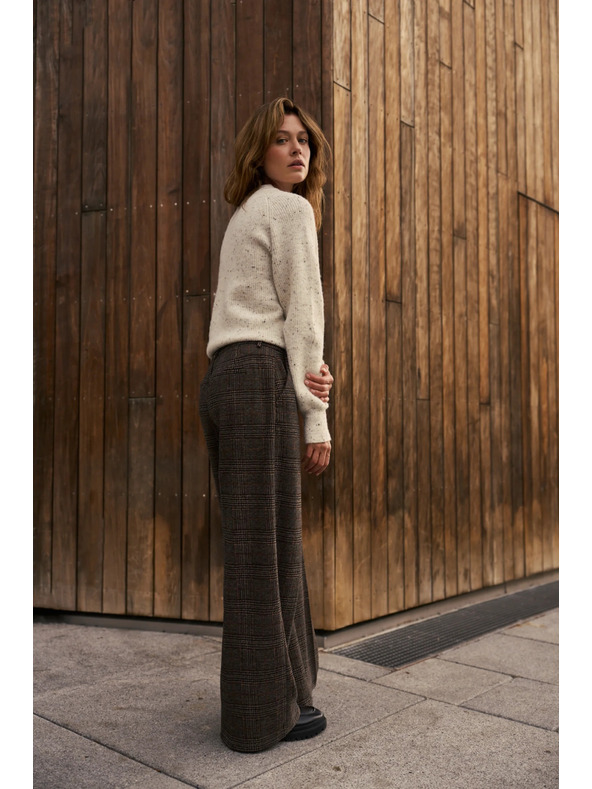 Moodo Rjave karirane hlače Moodo