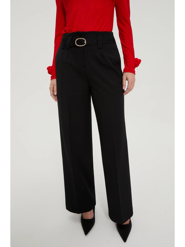 Moodo Črne hlače s strukturo in pasom Moodo