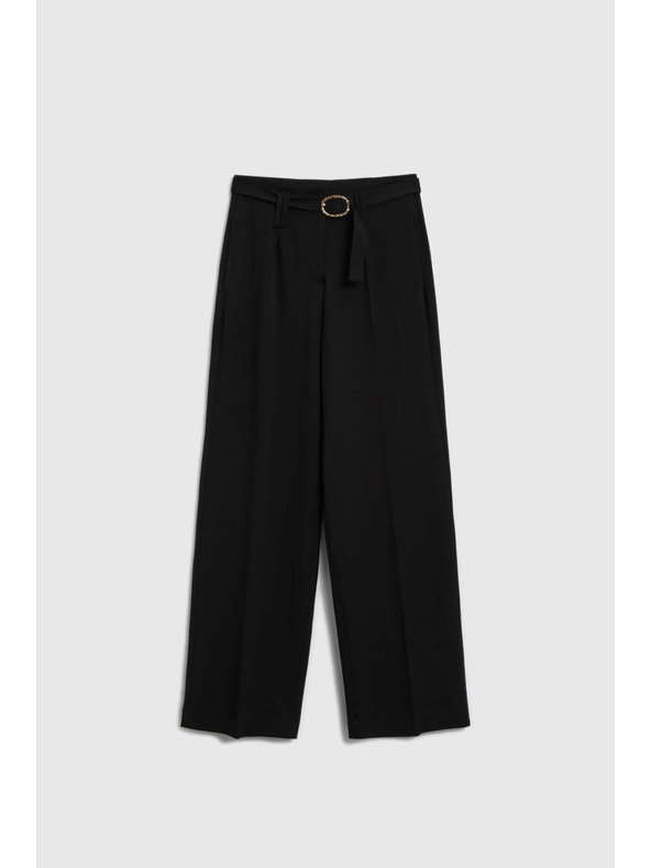 Moodo Črne hlače s strukturo in pasom Moodo
