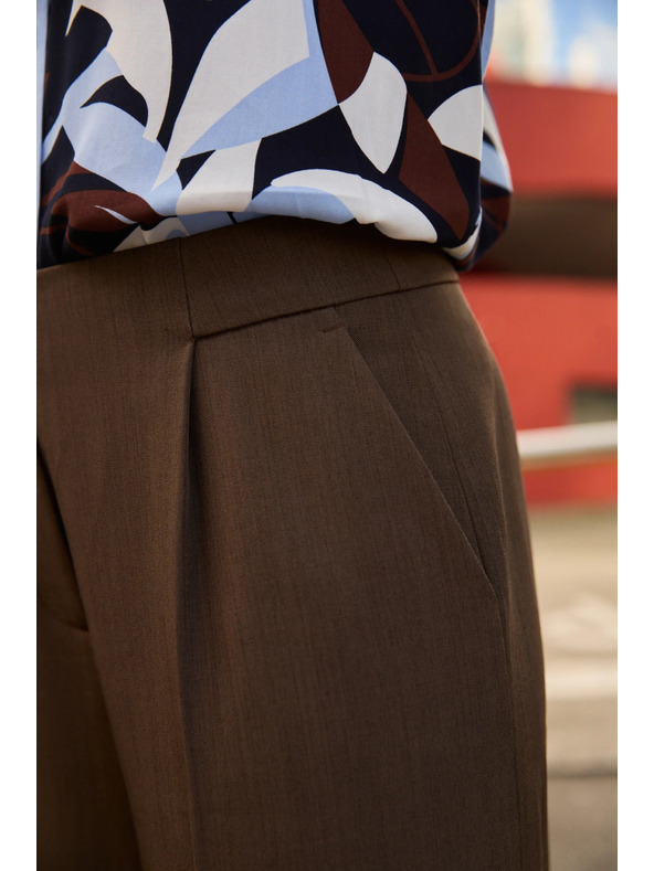 Moodo Rjave hlače z širokim hlačnicami Moodo