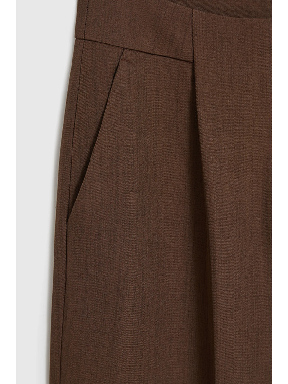 Moodo Rjave hlače z širokim hlačnicami Moodo