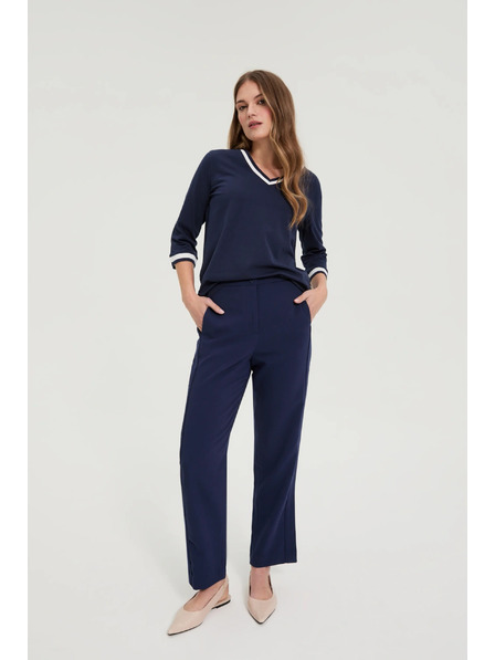 Moodo Gladke temno modre hlače Moodo