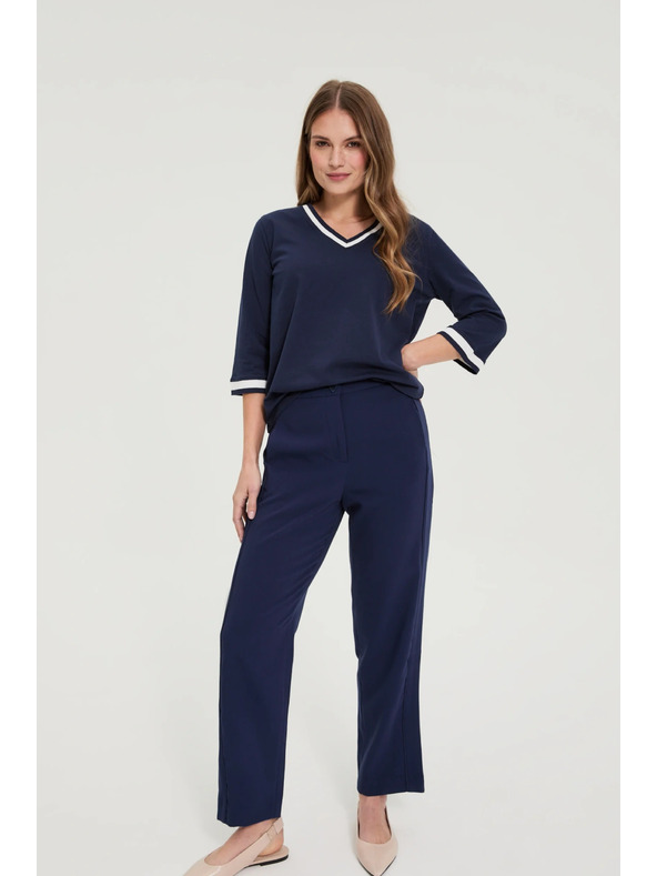 Moodo Gladke temno modre hlače Moodo