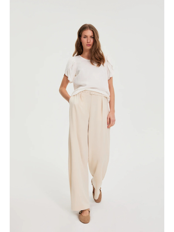 Moodo Bežaste hlače z pasom Moodo