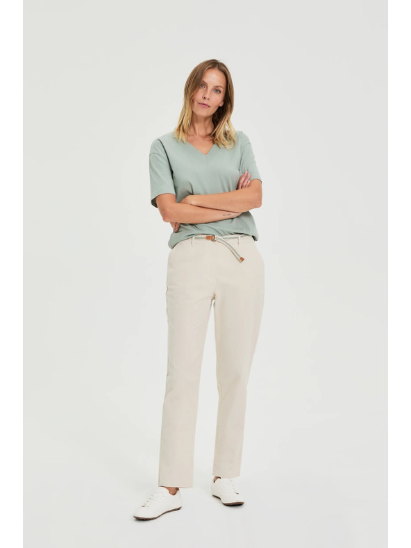 Moodo Bežaste bombažne hlače Moodo